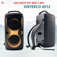 Loa xách tay ONTEKCO 6512 loa bluetooth karaoke Bass 15x2 công suất lớn thiết kế dây quai đeo tiện lợi