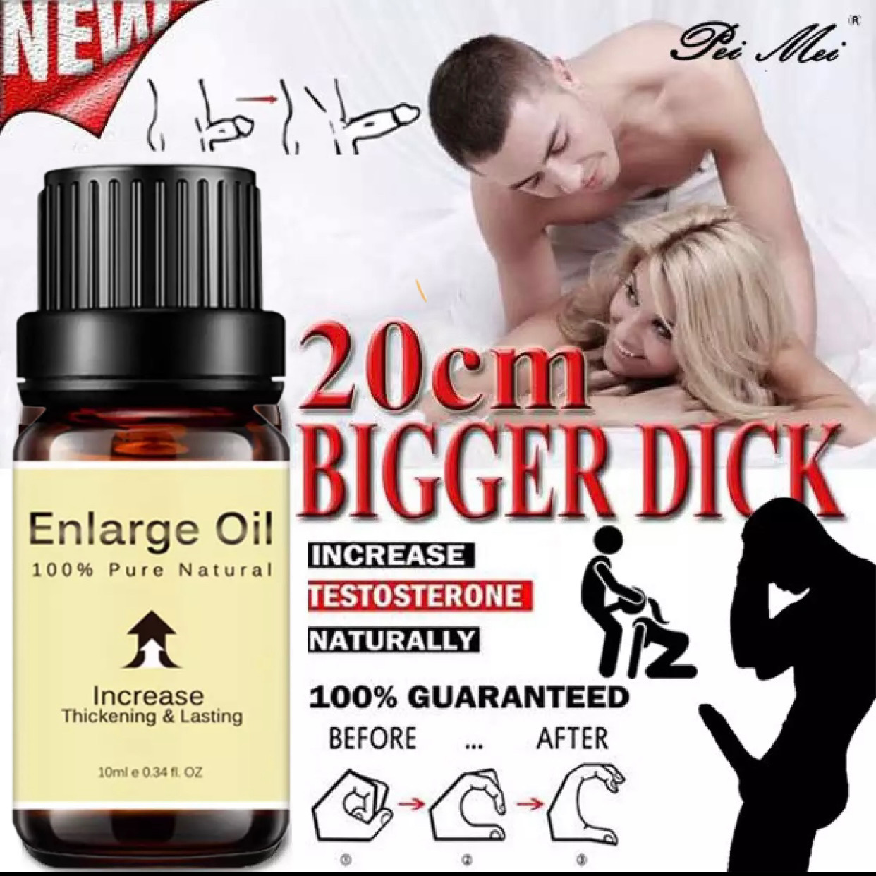 Enlarge Oil 100% Natural Herbal Enlargement Essential Oil Man Erection Enlarge Tăng kích thước To hơn Dài hơn