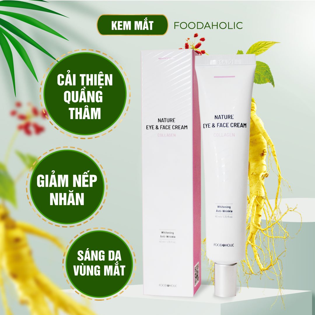 Kem Loại Bỏ Quầng Thâm Mắt Và Dưỡng Sáng Da Mắt Eye Foodaholic 40Ml Hàn Quốc - Tinh Chất Collagen Thủy Phân + Niacinamide
