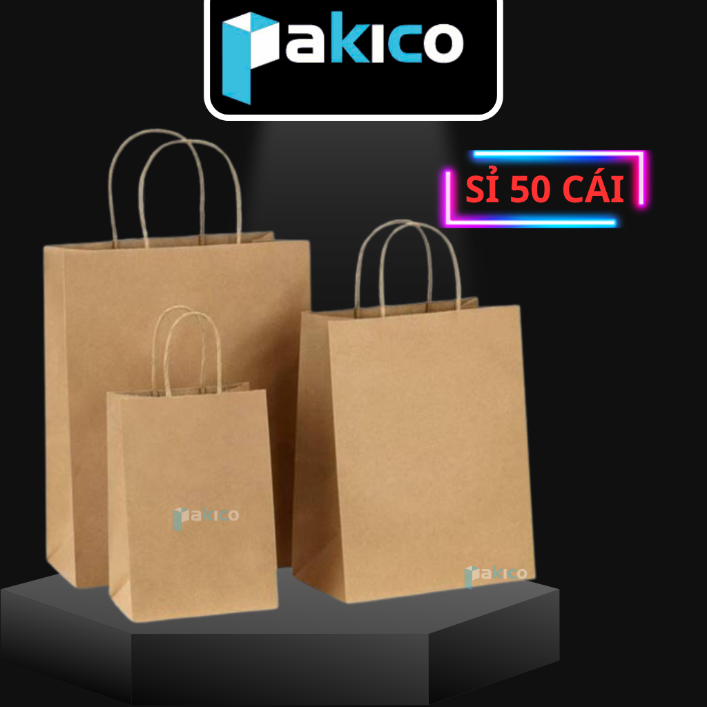 Túi Giấy Đựng Quà Tặng Mini/ Size To - Túi Giấy Kraft Đựng Quần Áo/Thực Phẩm - Túi Giấy Xi Măng 10 CÁI- PAKICO