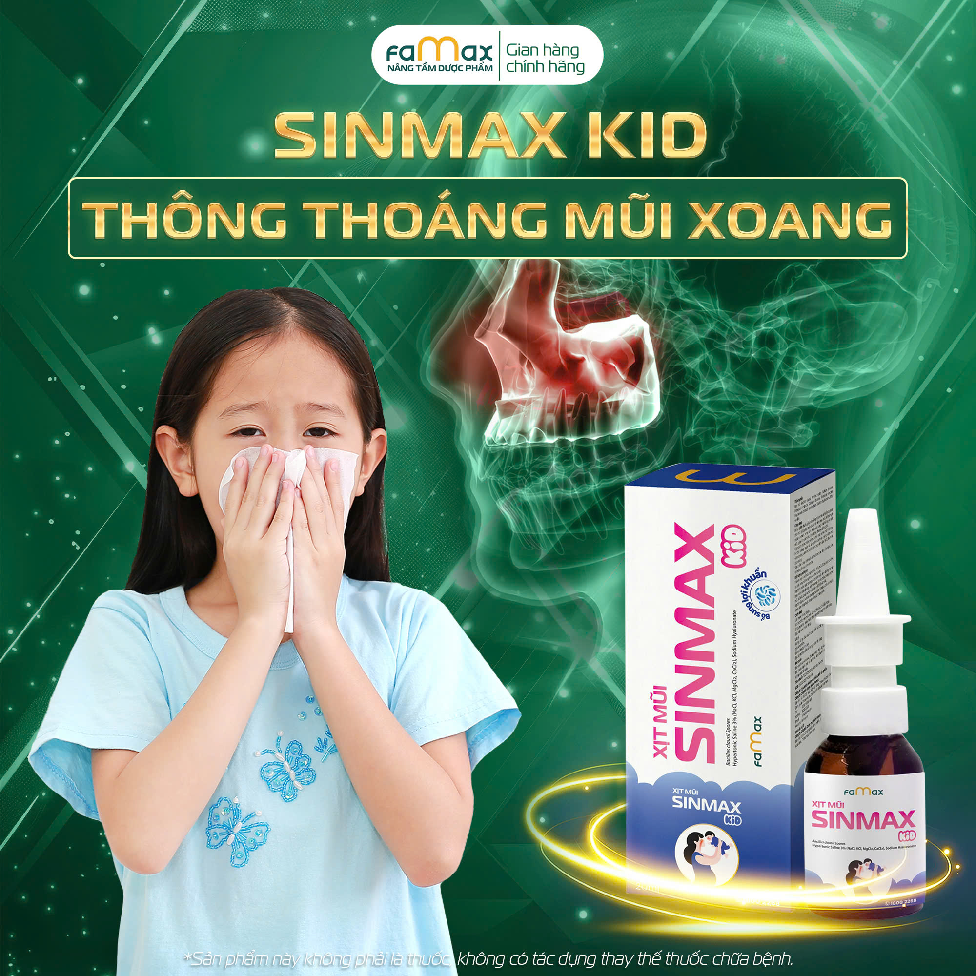 [FAMAX] Xịt mũi Sinmax Kid (20ml) dành cho trẻ nhỏ hỗ trợ giảm sổ nghẹt viêm mũi viêm xoang