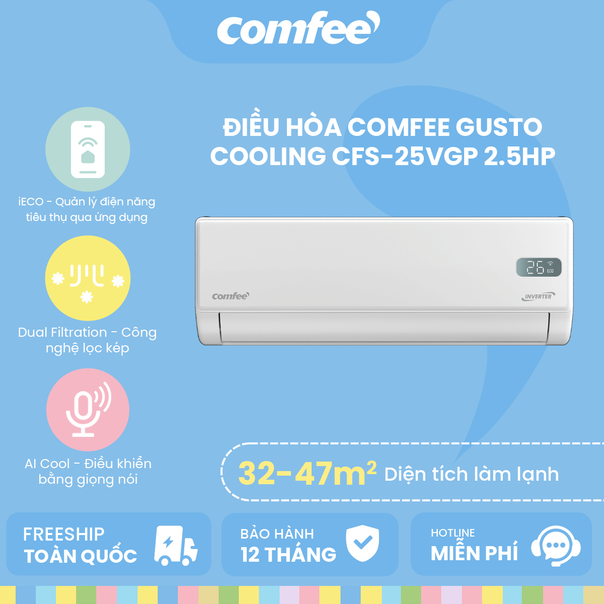Comfee CFS-25VGP - Điều Hòa Inverter 24000 BTU