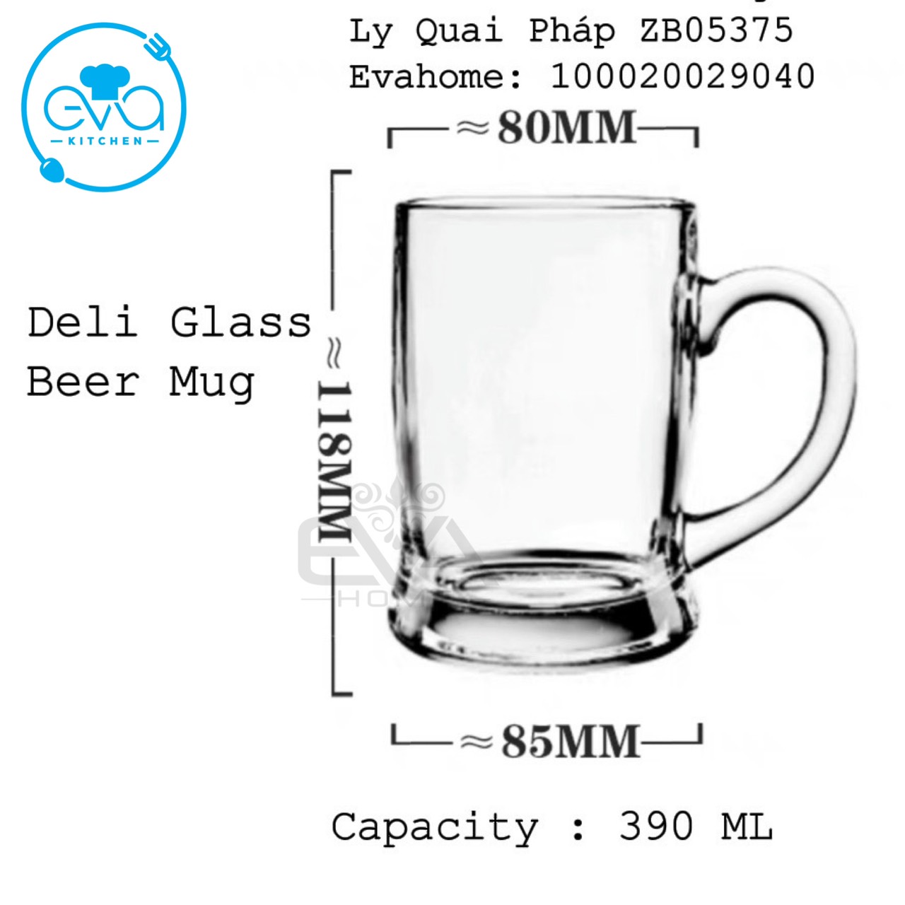 Các Mẫu Ly Uống Bia Thuỷ Tinh Có Quai Cầm Deli Dung Tích 320-410ML Series Heavy Glass Beer Mug 9.5-12.5 OZ