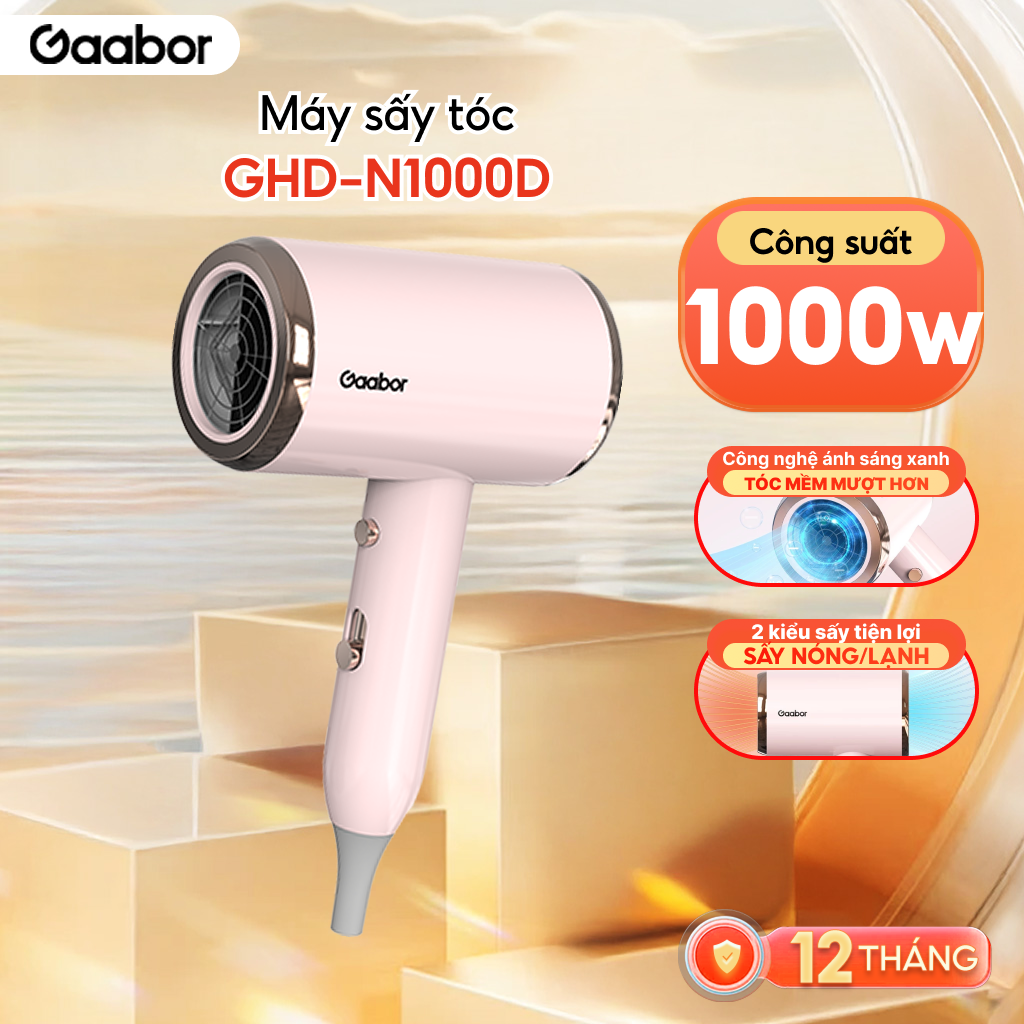 Máy sấy tóc ghd GHD-N1000D 1000W, 3 chế độ nhiệt, công nghệ ion âm, màu hồng pastel
