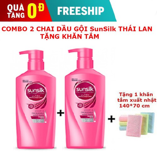 Combo 2 Chai Dầu Gội Sunsik Thái Lan 450Ml Tặng Khăn Tắm Xuất Nhật