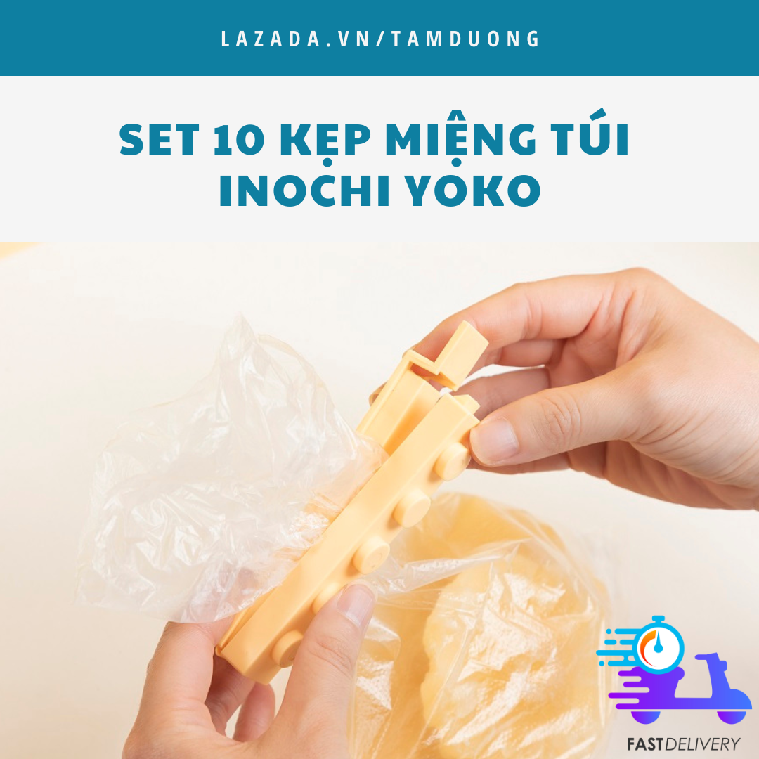 Set 10 thanh kẹp miệng túi thực phẩm Inochi Yoko (dùng để kẹp miệng túi đang dùng dở giúp bảo quản t
