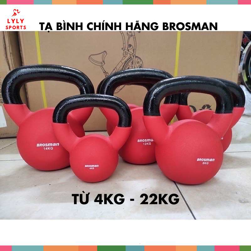 Tạ bình vôi 20kg tạ ấm tập squat 20kg bằng sắt bọc cao su hãng Brosman - LYLY SPORTS