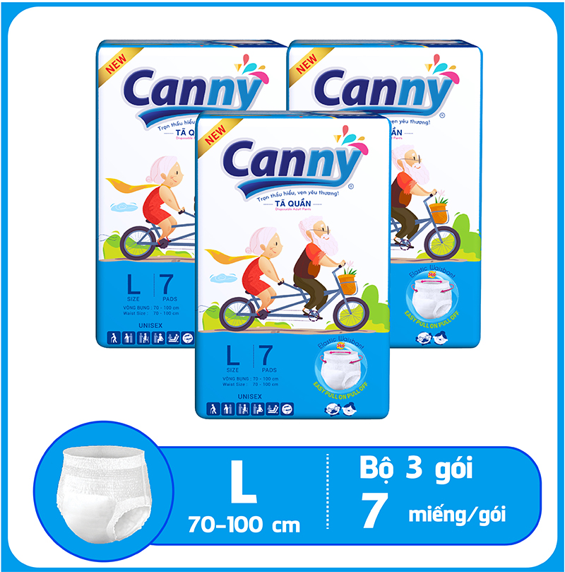 [HCM]Bộ 3 Gói tã bỉm quần người lớn CANNY Siêu thấm size L7 (7 miếng)