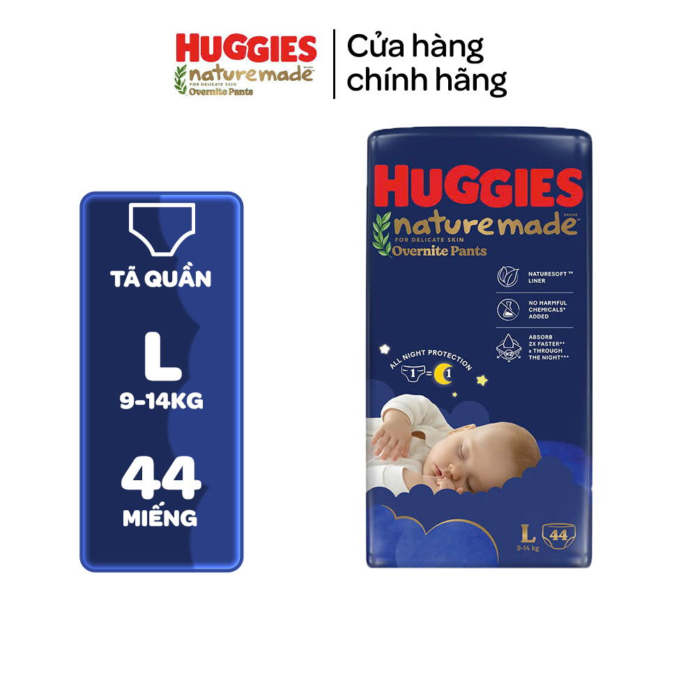 Tã quần Huggies Naturemade ban đêm M58/L44/XL38/XXL26