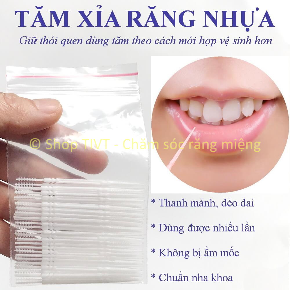 Tăm Xỉa Răng Nhựa Nguyên Sinh (Gói 30 - 150) Nhỏ Dẻo Dai Làm Sạch Kẽ Răng Thuận Tiện Cho Người Niềng Răng Chỉnh Nha - Tivt