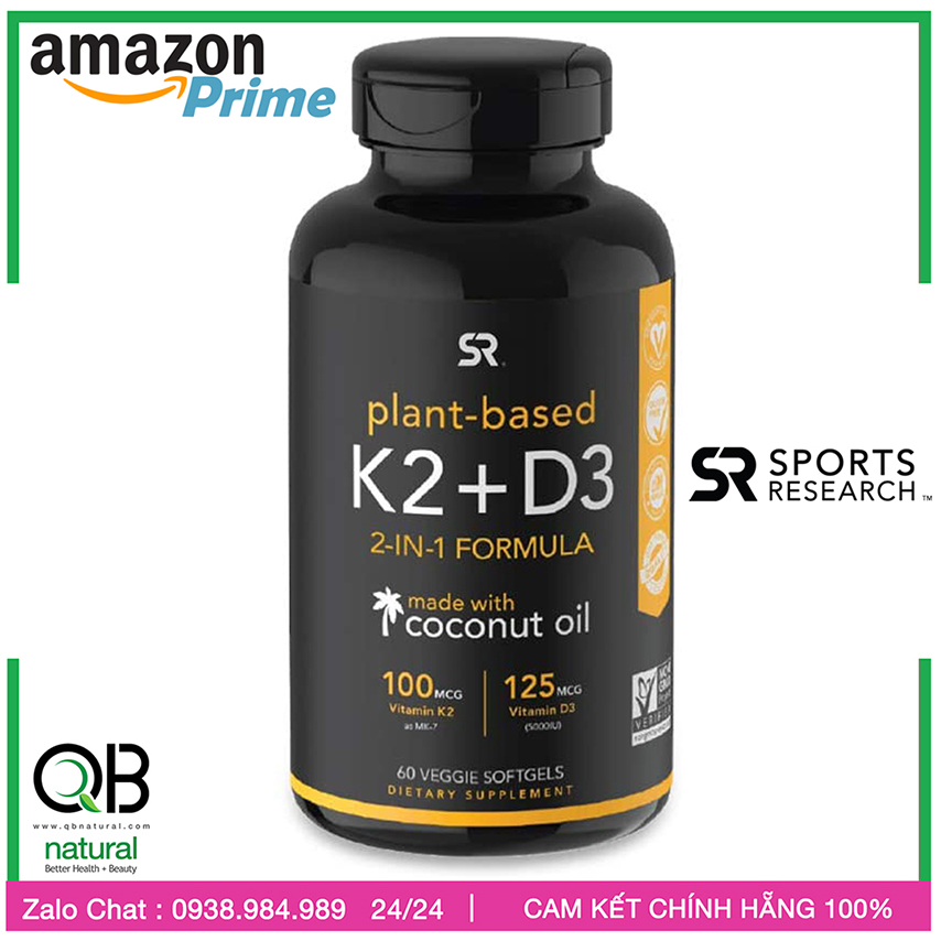 [Hcm]Made In Usa Vitamin K2 + D3 Sports Research Phát Triển Chiều Cao Cực Đại Cho Thiếu Niên - Người Lớn Chắc Khoẻ Xương