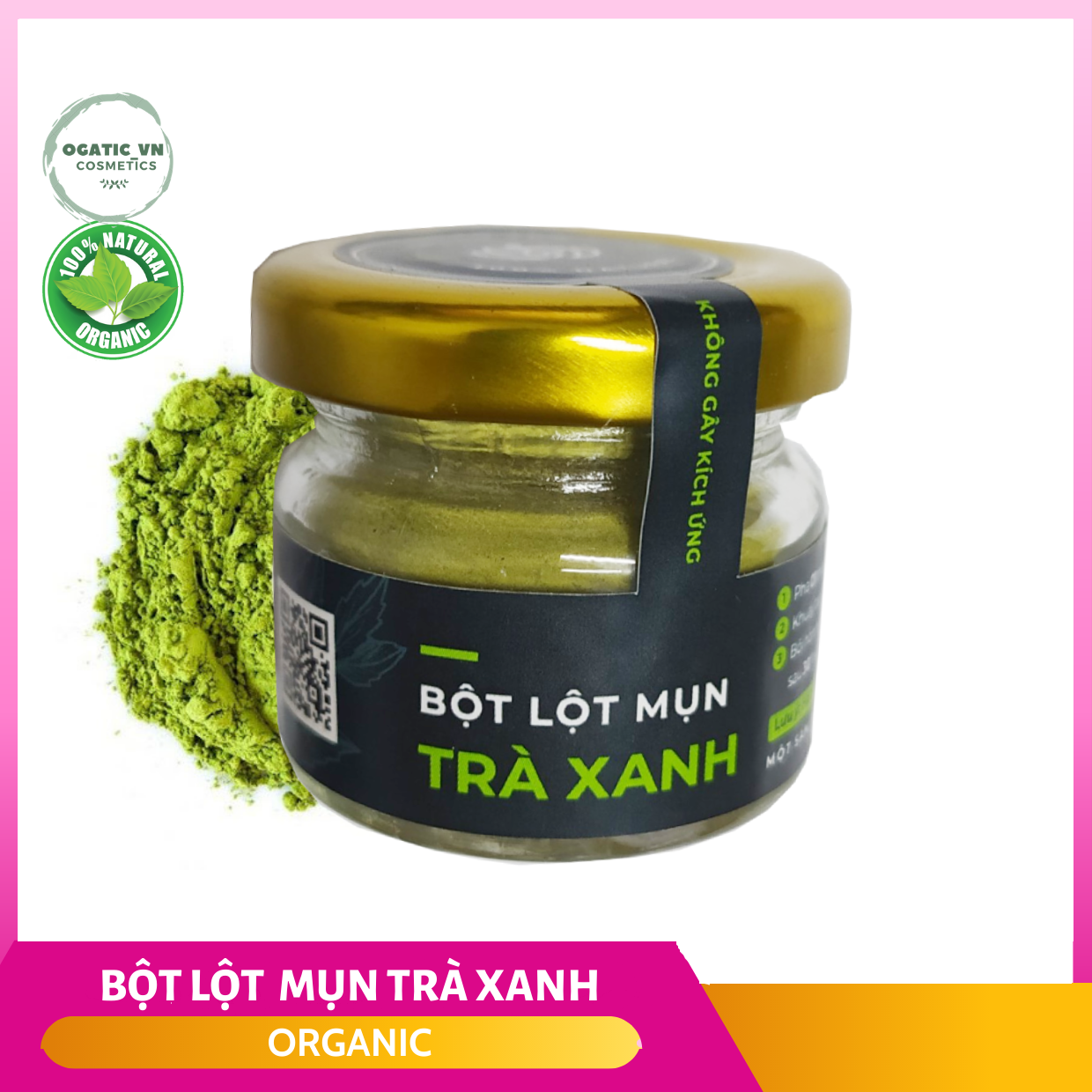[HCM]Bột lột mụn Trà Xanh Matcha Nguyên chất Organic – Handmade – LM005