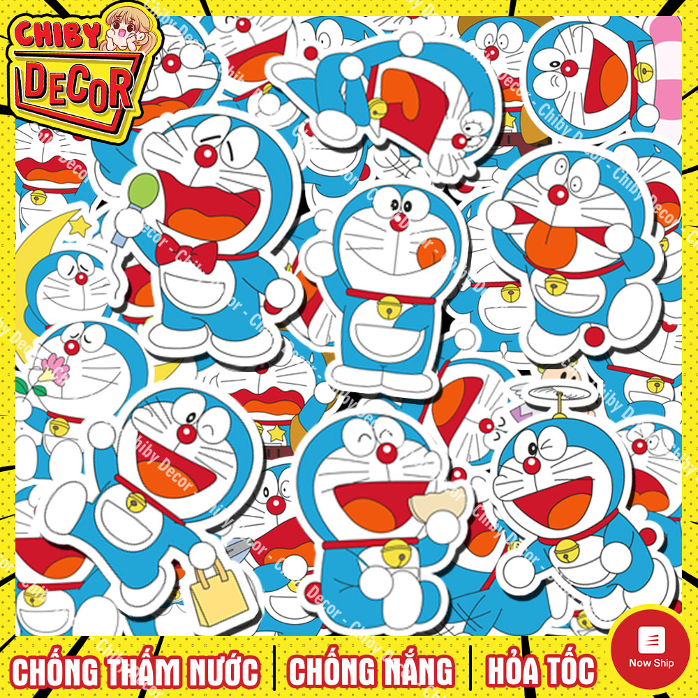 Sticker Doraemon Doremon 🌈 Sticker Dán Mũ Bảo Hiểm Hình Dán Nón Bảo Hiểm Vali Laptop Guitar Decal Dễ Thương