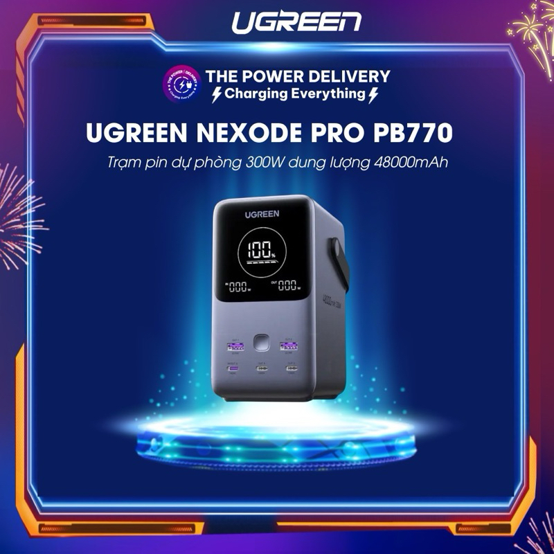 Trạm pin dự phòng Ugreen Nexode Pro PB770 300W dung lượng 48000mah sạc nhanh PD 3.1 140W với 3 cổng 