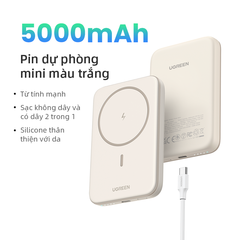 UGREEN Pin sạc dự phòng không dây 5000mAh|10000mAh Sạc dự phòng Powerbank nam châm USB Type C PD 20W