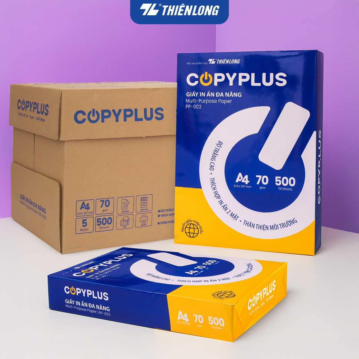 Combo 5/10 Ream giấy A4 70 gsm Thiên Long Copy Plus PP-003 (500 tờ) - Hàng nhập khẩu