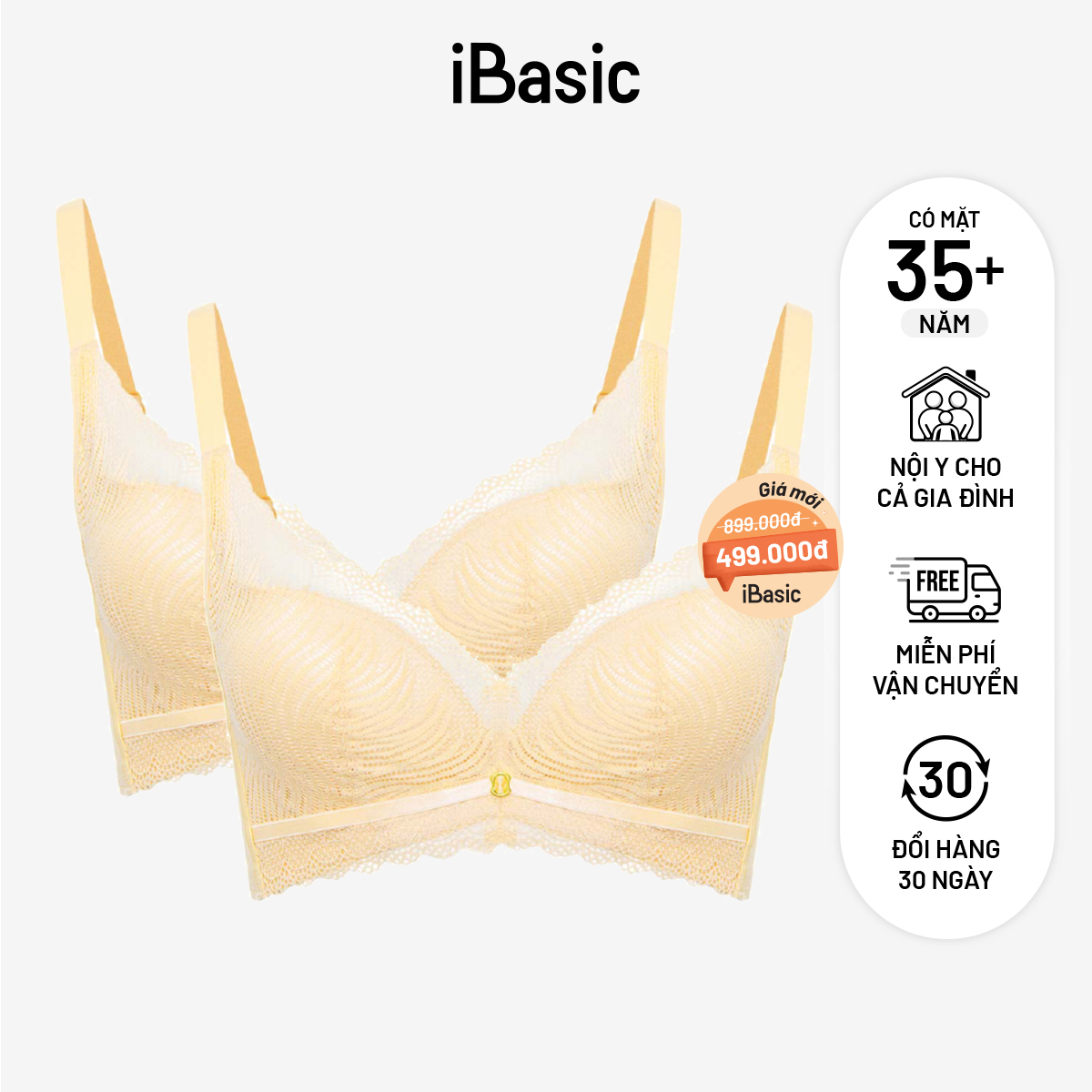 Combo 2 áo ngực có gọng iBasic mút mỏng ren cup T-Shirt BRAW132