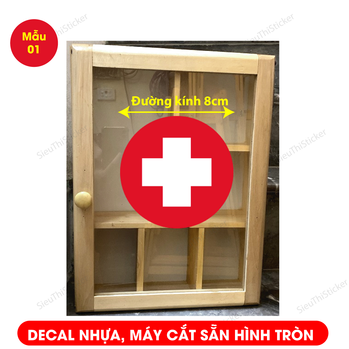 Combo 2 miếng decal nhựa dùng dán tủ thuốc y tế tủ thuốc cá nhân tủ y tế - CÓ KEO DÁN