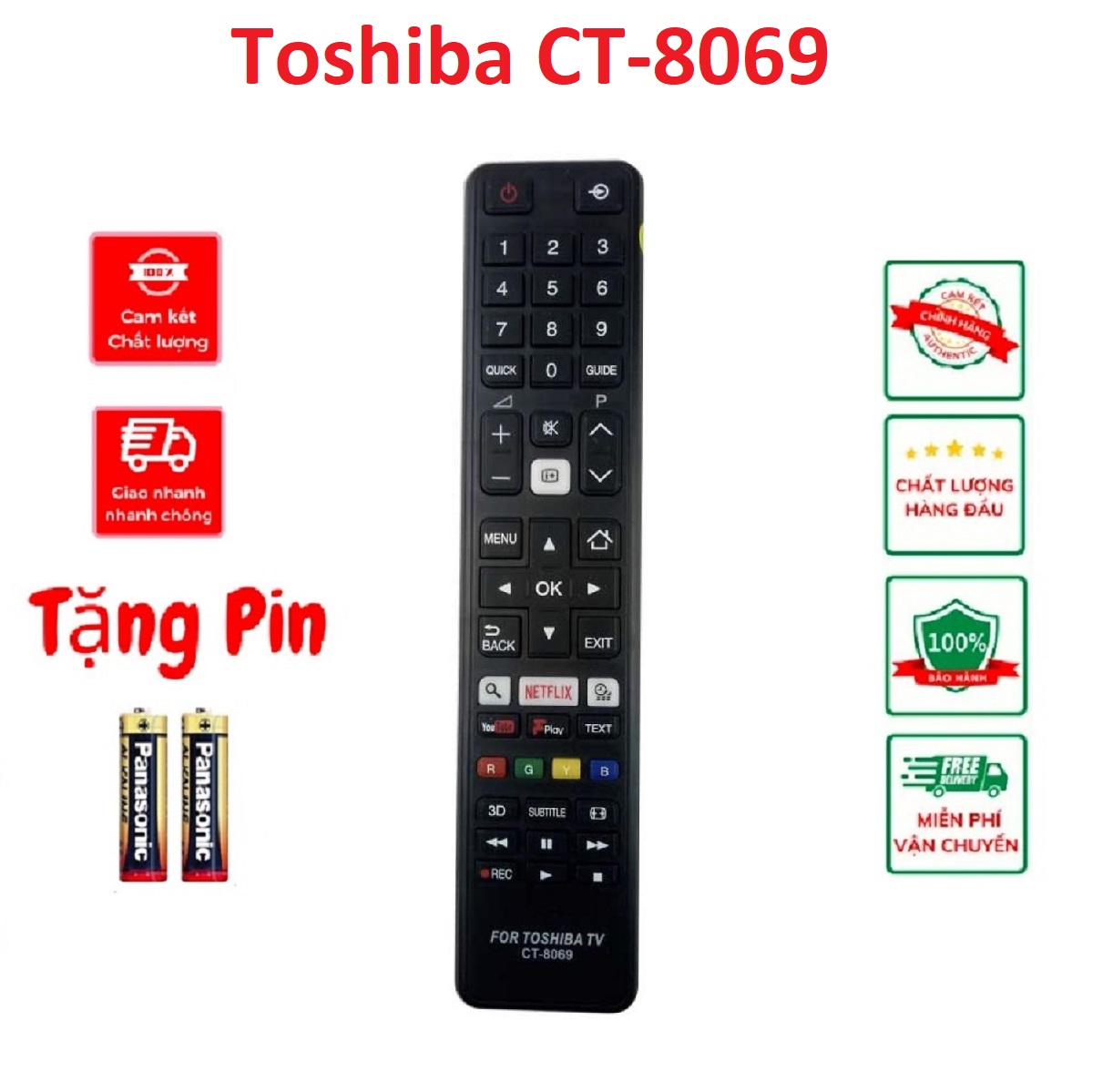 Điều khiển tivi Toshiba CT-8069 Remote tivi toshiba CT 8069 Smart vào  cho tivi Smart toshiba từ 32 