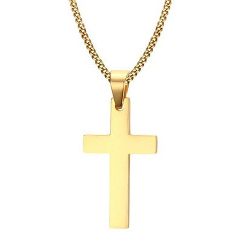 Fashion Jesus Cross Pendant Stainless Steel Necklace for Men and Women Jewelry Silver Gold Black