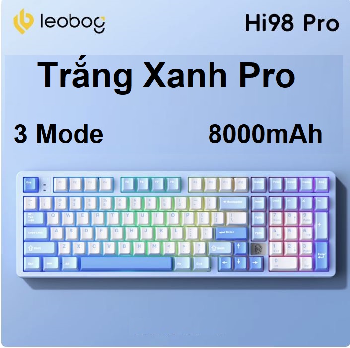 Bàn phím cơ nhôm full size LEOBOG Hi98 Pro Mạch Xuôi RGB Plate FR4 hotswap 5 pin 98%