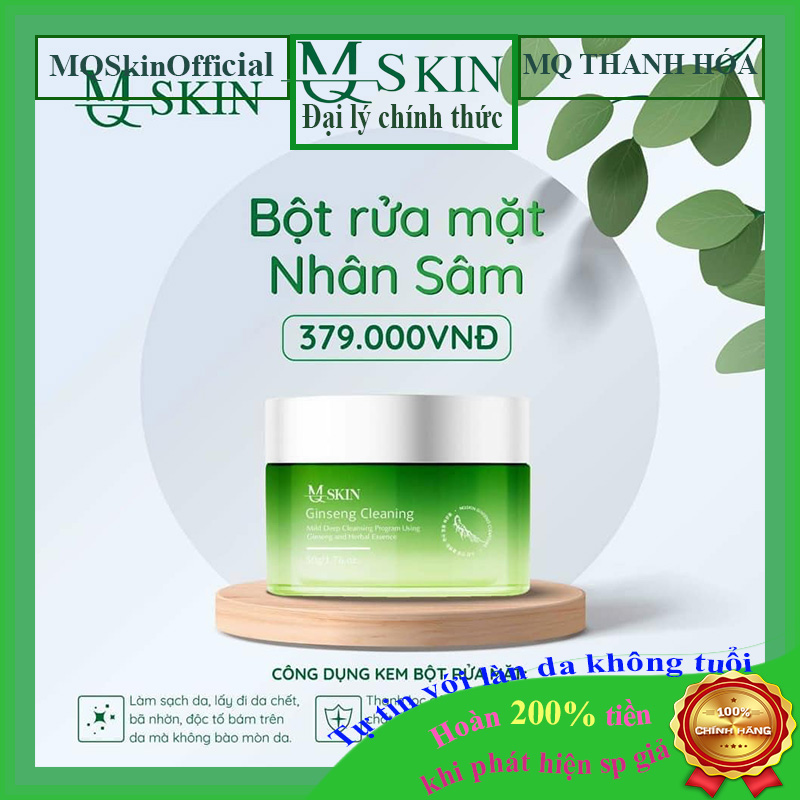 Bột Rửa Mặt Nhân Sâm Mqskin 50G ( Chính Hãng ) Mqskin Giảm Thâm Mụn Tàn Nhang Thay Da Tái Tạo Da Cùng Serum Mqskin