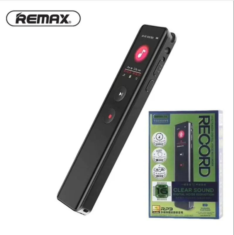 Máy Ghi Âm Remax RP3 Voice Recorder Chính Hãng Máy Ghi Âm Mini Chuyên Nghiệp thiết kế nhỏ gọn ghi âm chuẩn HD Audio bộ nhớ 16GB thời lượng pin ghi âm 30h lọc nhiễu tiếng ồn âm thanh chi tiết