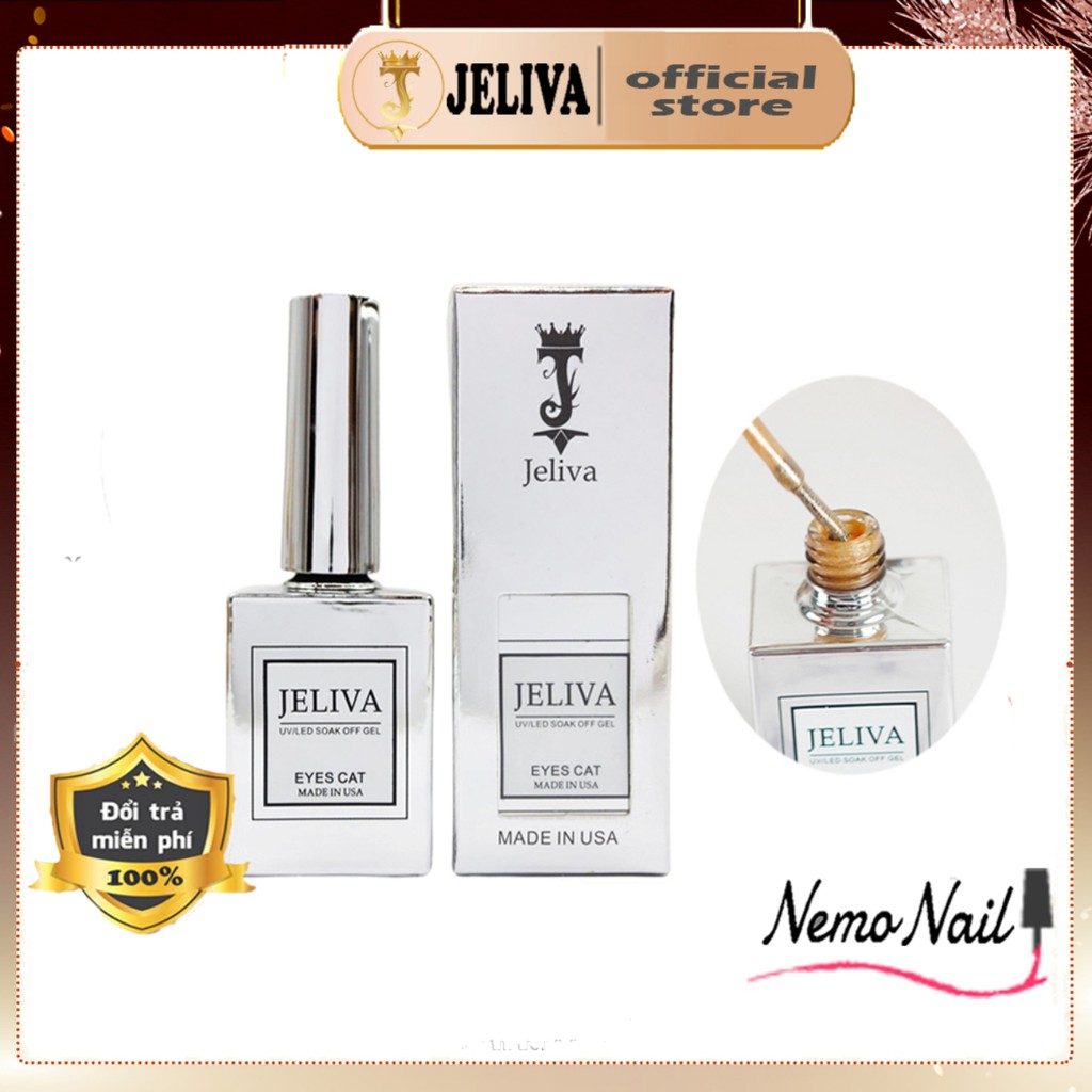 [Chính Hãng] Sơn Mắt Mèo Kim Cương Jeliva Vàng 15Ml