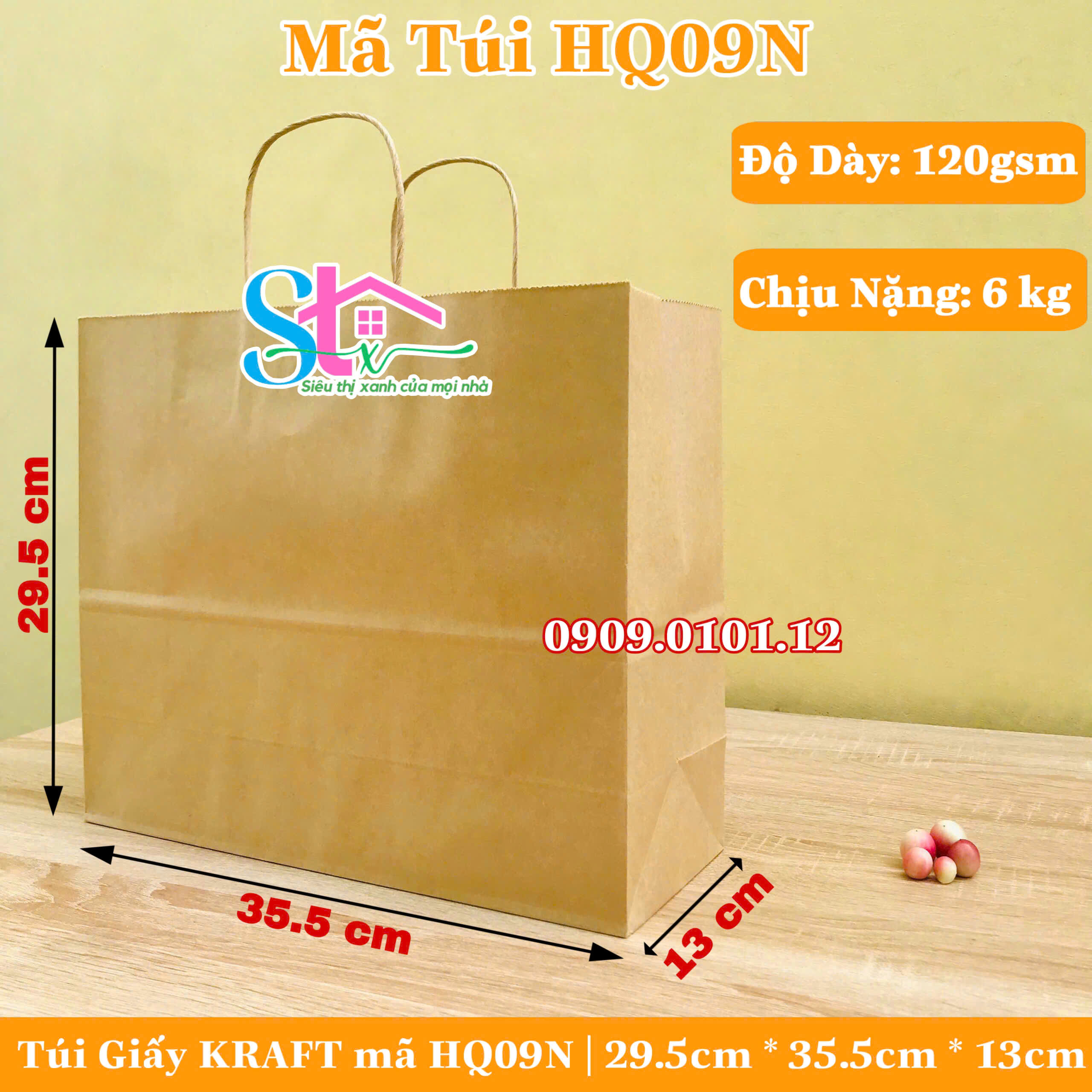 Combo 10 túi giấy kraft có quai cao cấp dày và cứng cáp túi kraft bảo vệ môi trường túi đựng quà túi giấy xi măng