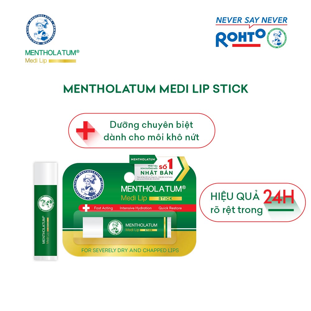 Son dưỡng môi chuyên biệt dành cho môi khô nứt nẻ Mentholatum Medi Lip Stick 4.3g