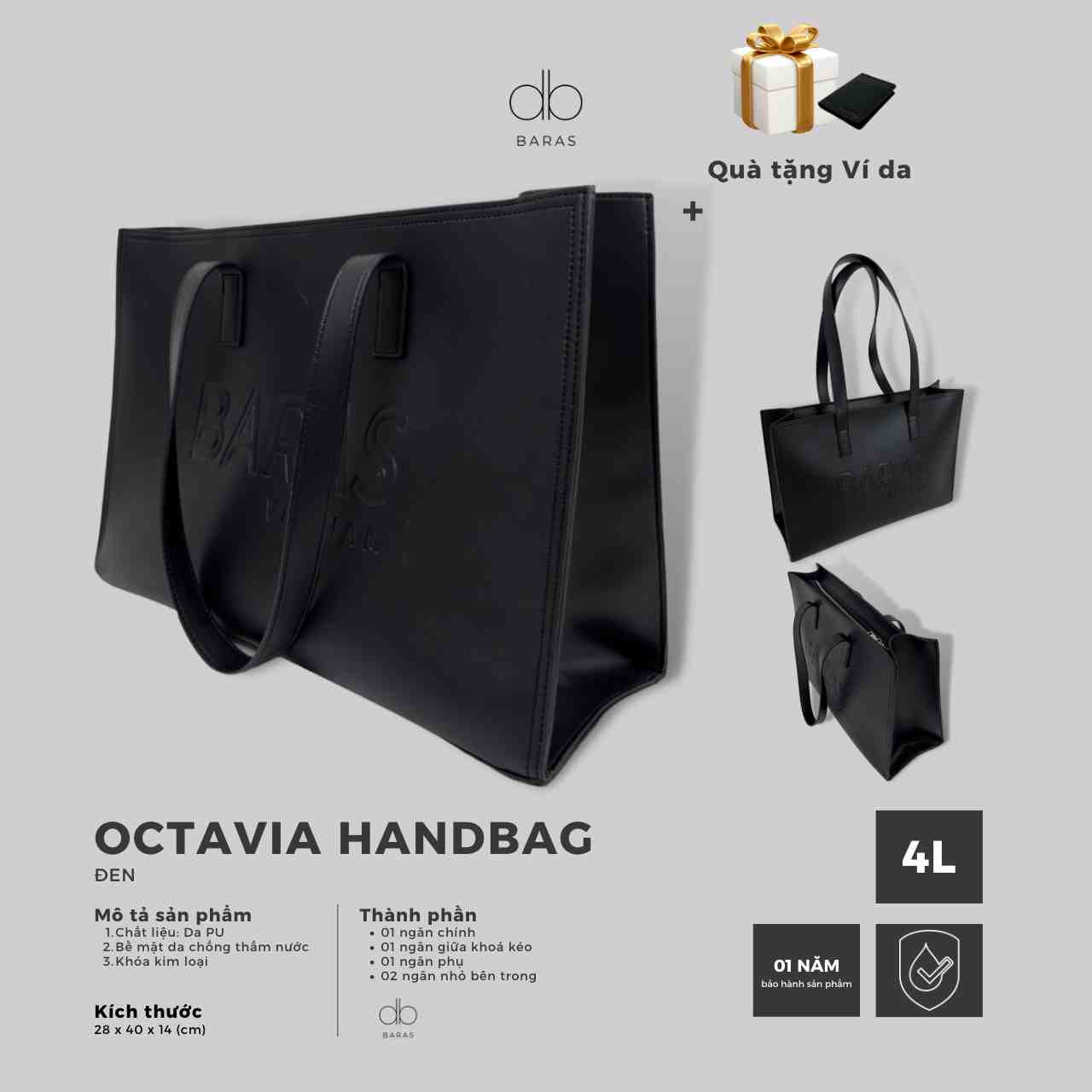 Túi xách da nữ Octavia Handbag thời trang - BARAS VIETNAM - túi xách nữ văn phòng