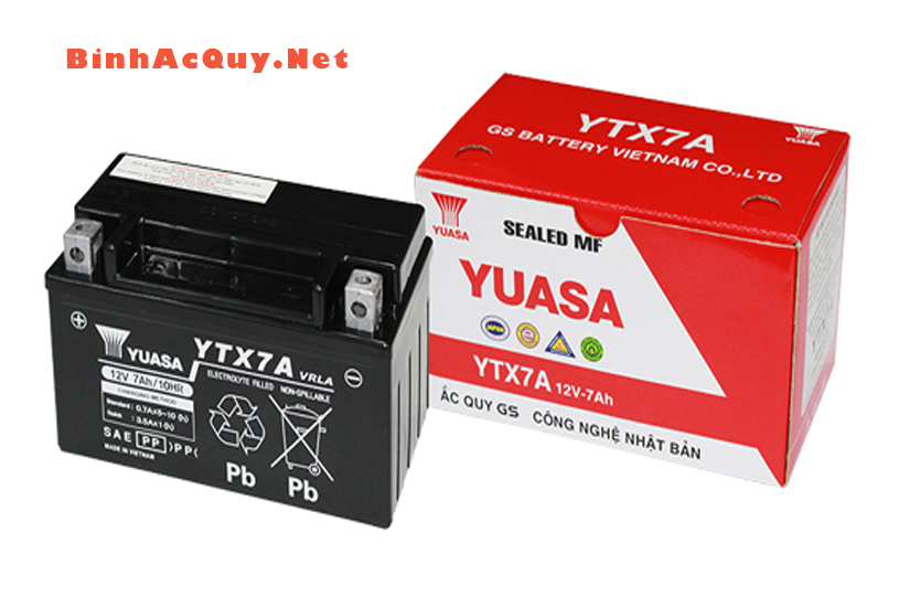 Ắc quy Yuasa YTX7A 12V-7AH cho xe Vespa Attila Spacy