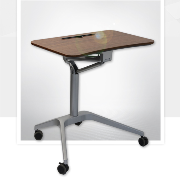 Bàn làm việc thông minh có bánh xe di động màu nâu vân gỗ óc chó - Bàn làm việc đứng Bàn laptop máy 