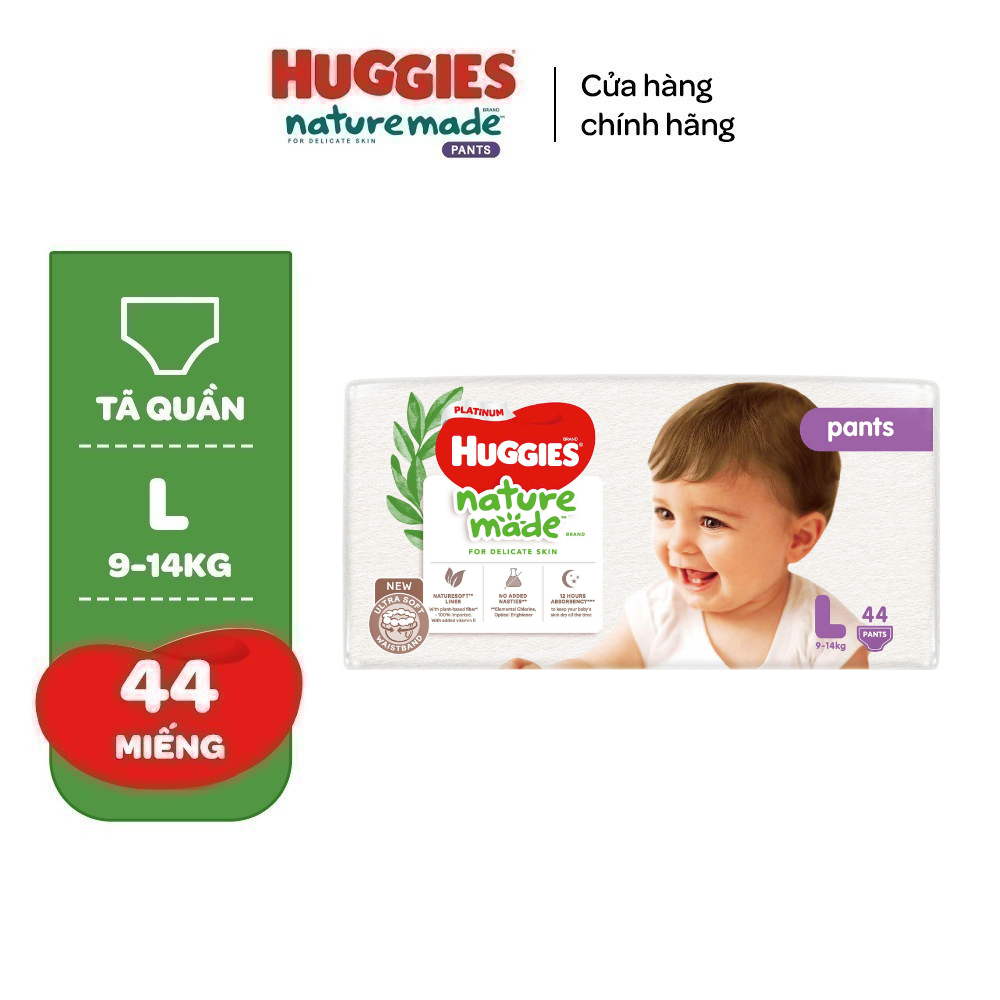 Tã/Bỉm quần Huggies NatureMade Platinum M58/ L44/ XL38/ XXL26/ XXXL28