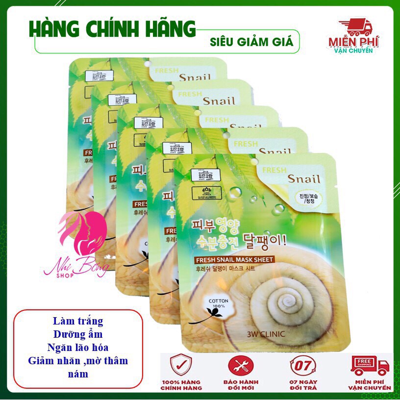 Mặt Nạ Dưỡng Da Chiết Xuất Dịch Nhầy Ốc Sên 3W Clinic Hàn Quốc|1 Miếng Chuỗi Cửa Hàng Baby Crush Chuyên Phân Phối Các Sản Phẩm Làm Đẹp Uy Tín Số 1 Tây Nguyên Cam Kết 100% Hàng Chính Hãng