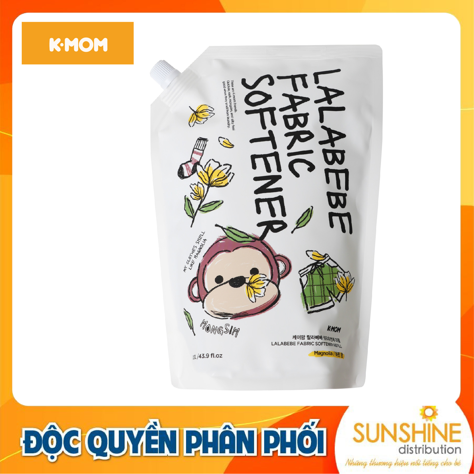 Nước Xả Thuần Chay K-Mom Lalapopo Hàn Quốc túi 1300ml