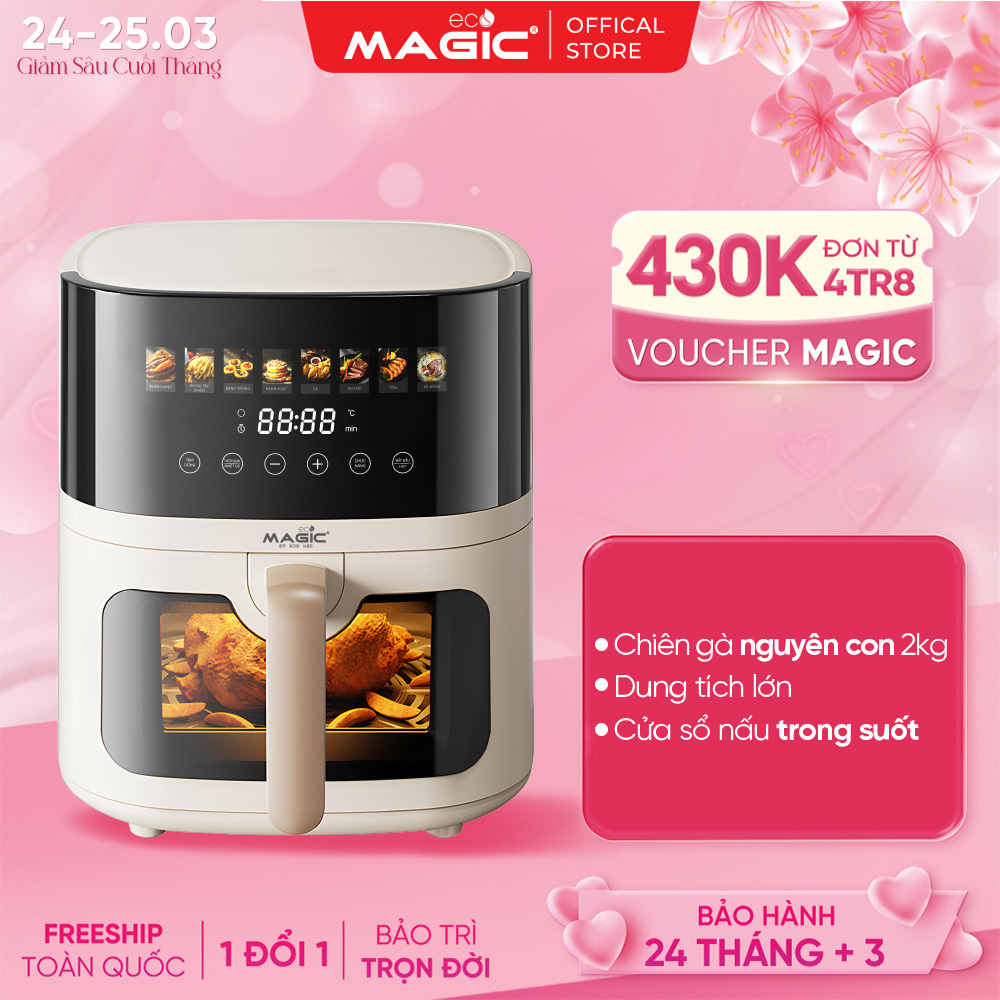 Nồi chiên không dầu Magic Eco AC-125 6L, màu kem, công suất 1700W, bảo hành 24 tháng