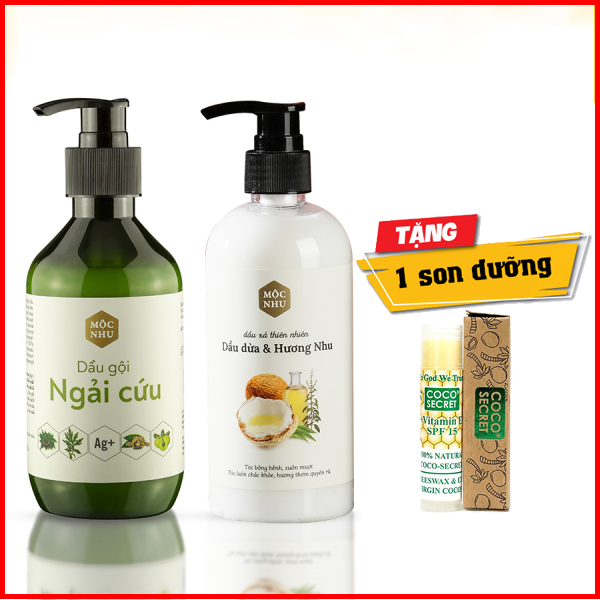 [Hcm][Tặng 1 Son Dưỡng Môi] Bộ Đôi Dầu Gội Ngải Cứu Và Dầu Xả Dầu Dừa Mộc Nhu - Bí Quyết Hạ Gục Nấm Da Đầu