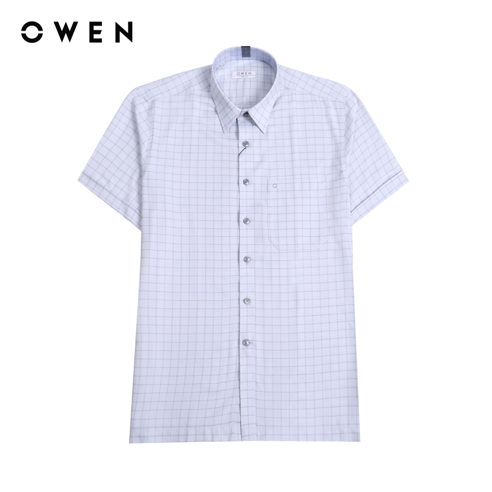 OWEN - Áo sơ mi ngắn tay Body Fit BA221029NT màu Ghi chất liệu Bamboo