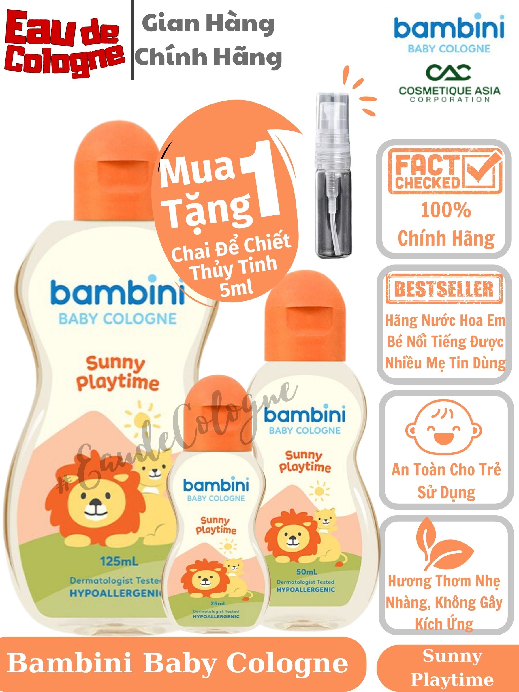 Nước Hoa Em Bé BAMBINI Chính Hãng Đủ Mùi Full Size