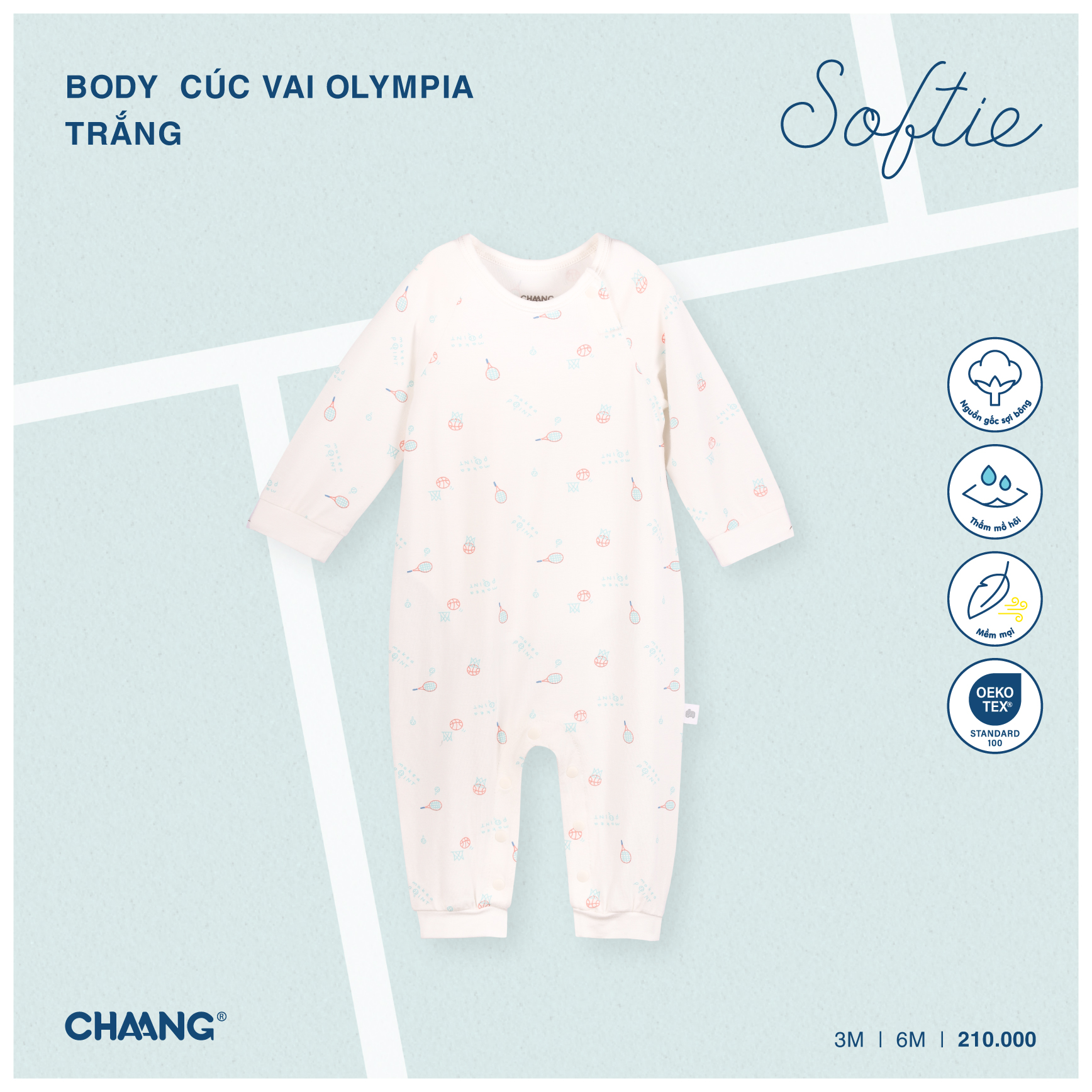 [CHAANG] Bộ body dài tay sơ sinh Olympia Chaang