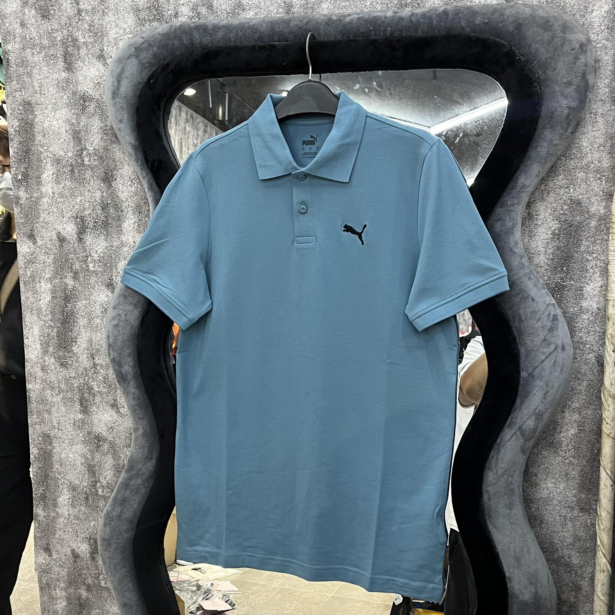 Áo Thun Chính Hãng PUMA Essential Short Sleeve Polo Shirt Shop Xám Store (Màu Xanh Dương)