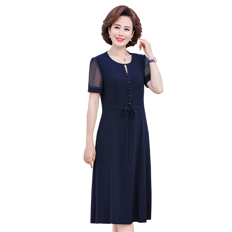 Váy đầm nữ trung niên sang trọng  váy voan trung niên ngắn tay váy đi tiệc trung niên kiểu suông dài