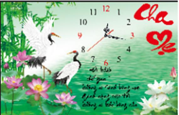 [HCM]Tranh thêu đồng hồ chữ thập Cha Mẹ ( chưa thêu)-X8044
