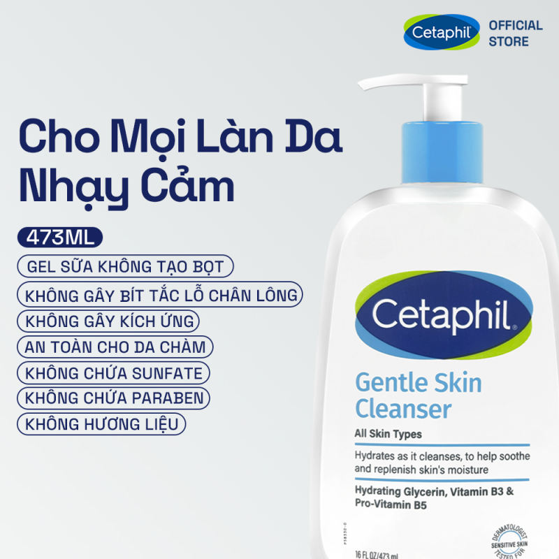 Sữa rửa mặt dịu lành cho da nhạy cảm Cetaphil Gentle Skin Cleanser 473ml