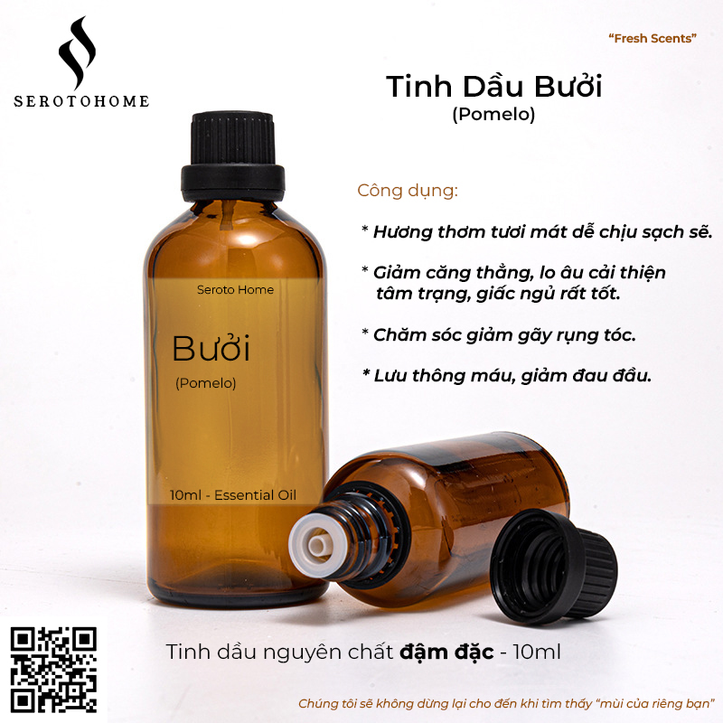 Tinh Dầu Bưởi Pomelo Essential Oil Xông Thơm Phòng Xe Hơi Máy Khuếch Tán Nến Thơm Nước Hoa