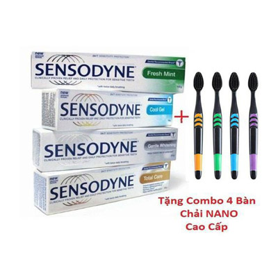 [Free Ship] Combo 6 Tuýt Kem Đánh Răng Sensodyne Chống Ê Buốt Thái Lan Tặng 4 Bàn Chải Nano Cao Cấp