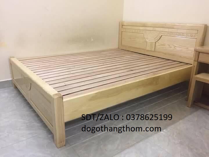 giường gỗ sồi rác nan 1m6