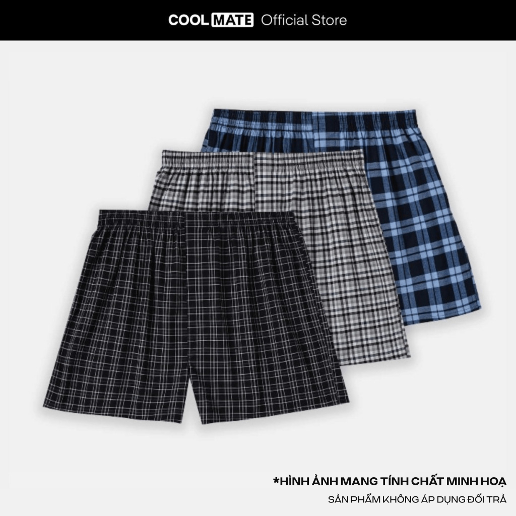 [SALE TẾT]Pack 3 quần nam Boxer short kẻ sọc Coolmate Basics - Coolmate [Không đổi trả]