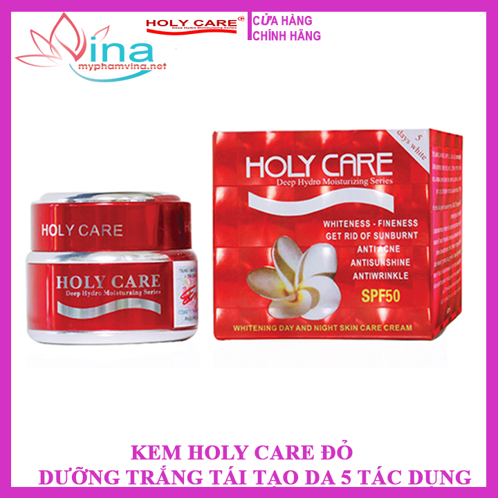 [HCM]Kem Holy Care đỏ trắng da 5 trong 1 20gr - Holy Care đỏ(tặng bông phấn)